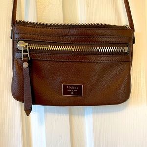 Brown Fossil cross body purse
